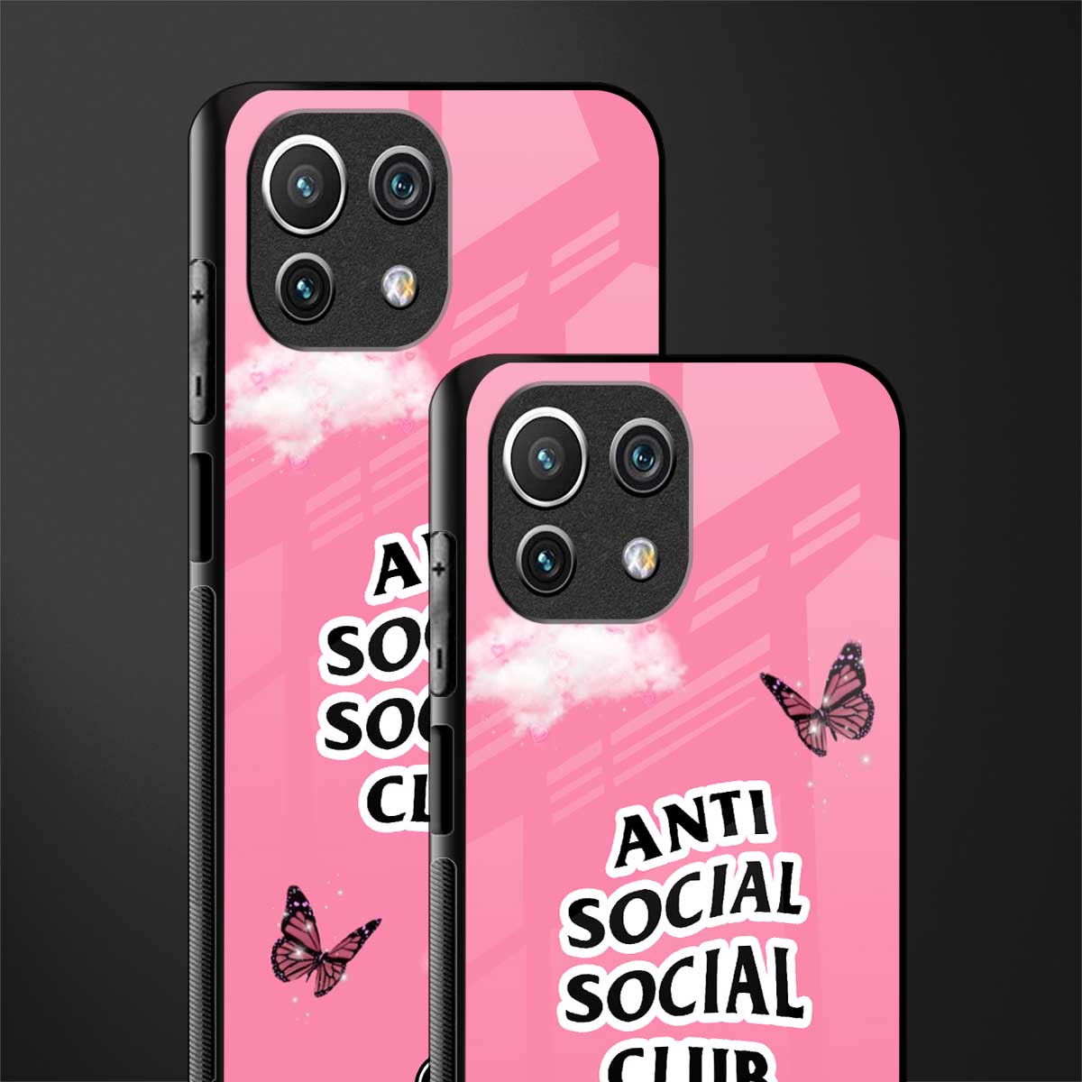 anti social social club pink edition glass case for mi 11 lite image-2