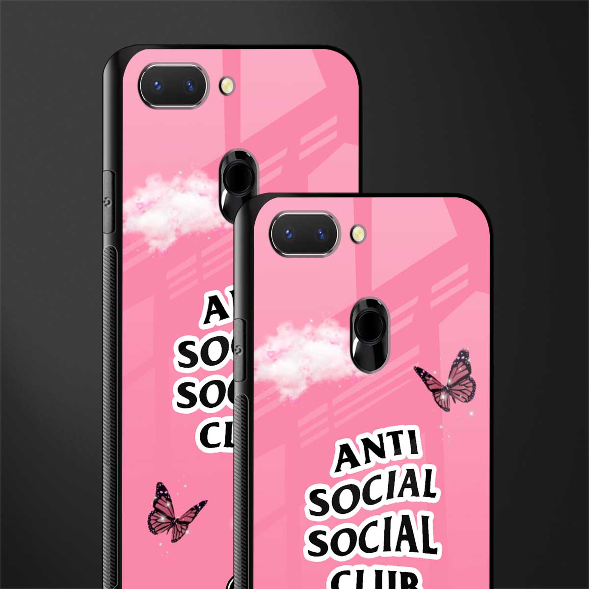 anti social social club pink edition glass case for oppo a5 image-2