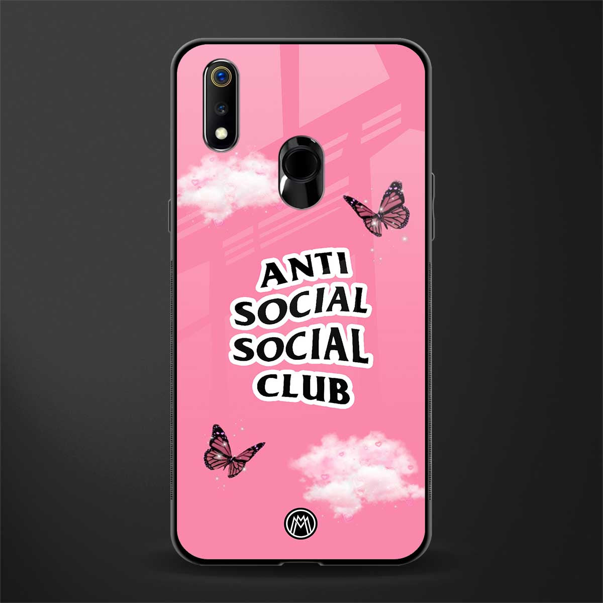 anti social social club pink edition glass case for realme 3 pro image