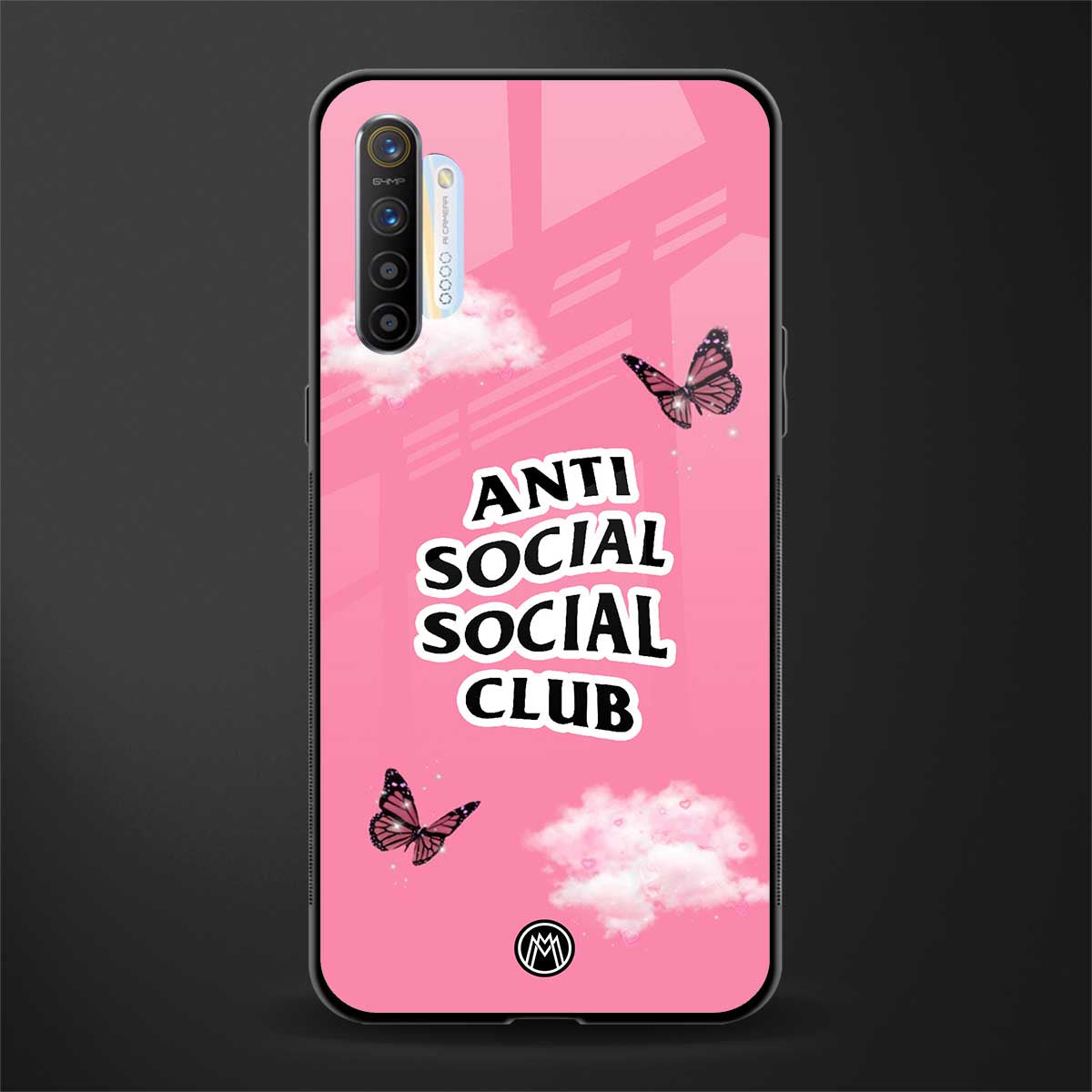 anti social social club pink edition glass case for realme x2 image