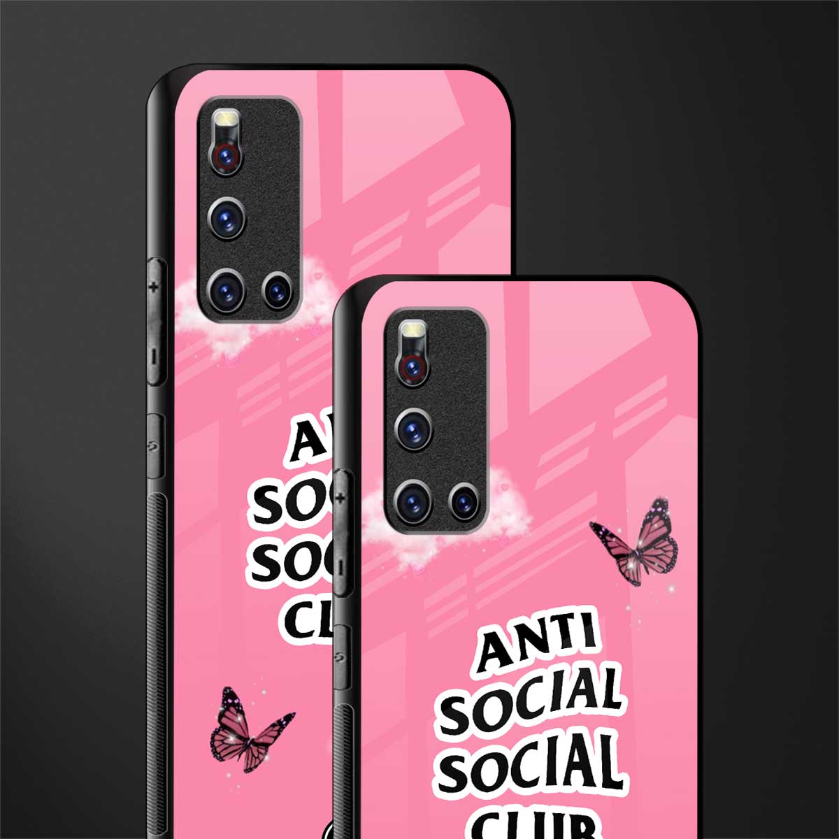 anti social social club pink edition glass case for vivo v19 image-2