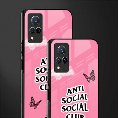 anti social social club pink edition glass case for vivo v21 5g image-2