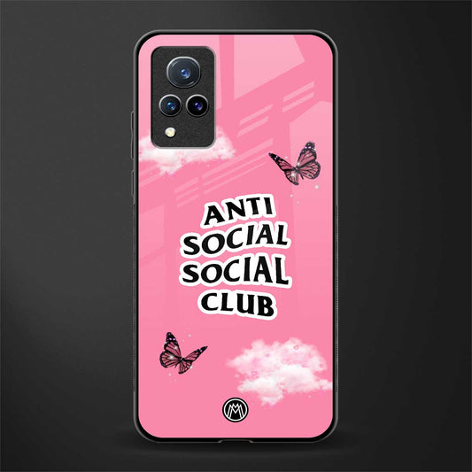 anti social social club pink edition glass case for vivo v21 5g image