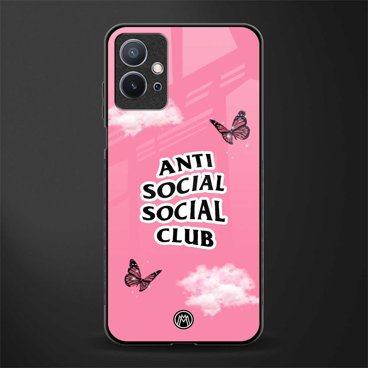anti social social club pink edition glass case for vivo t1 5g image