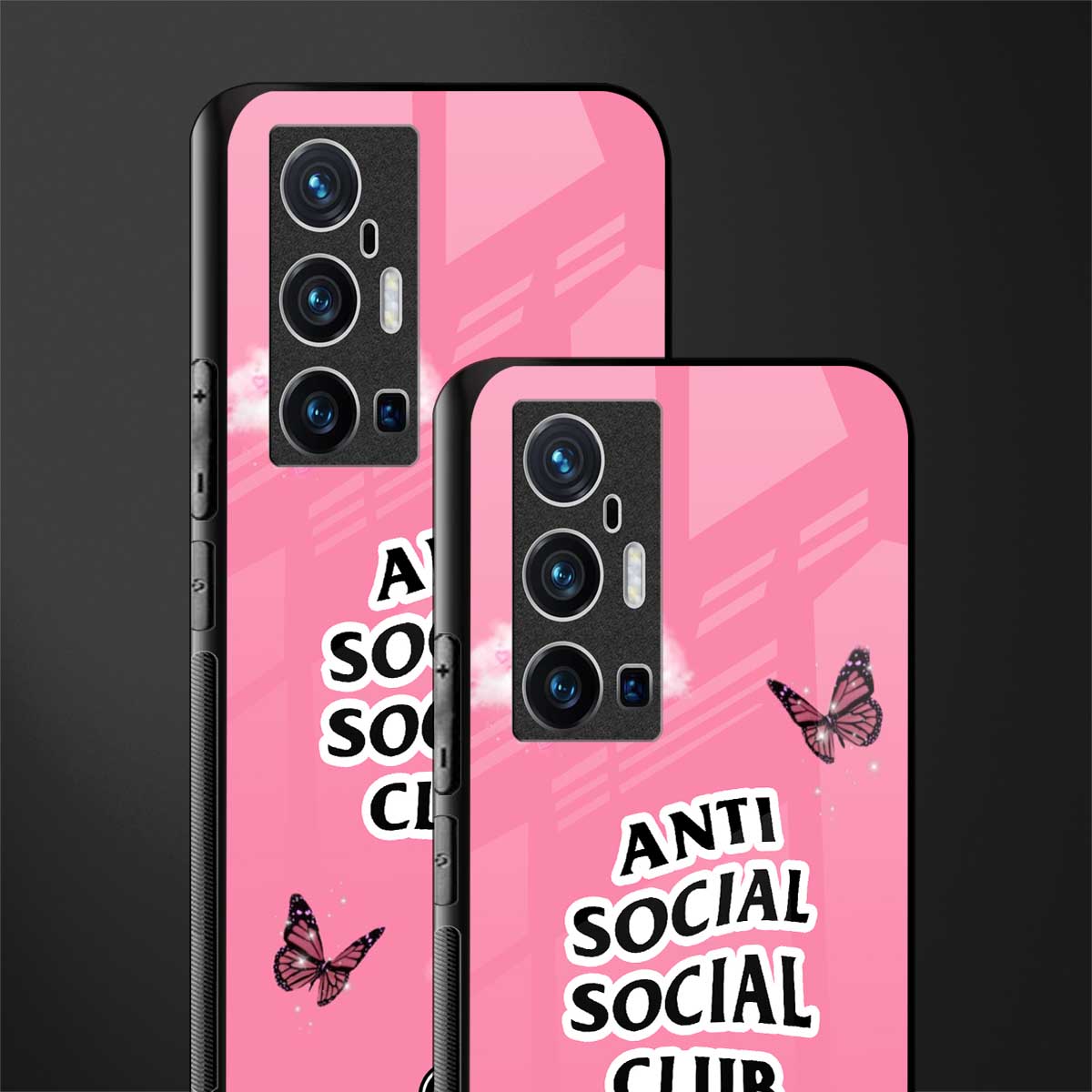 anti social social club pink edition glass case for vivo x70 pro plus image-2