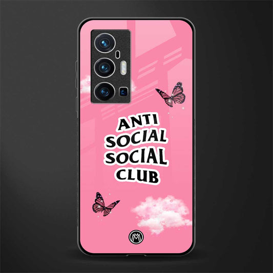 anti social social club pink edition glass case for vivo x70 pro plus image