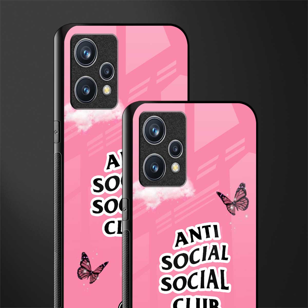 anti social social club pink edition glass case for realme 9 pro plus 5g image-2