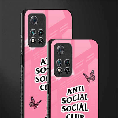 anti social social club pink edition glass case for poco m4 pro 5g image-2