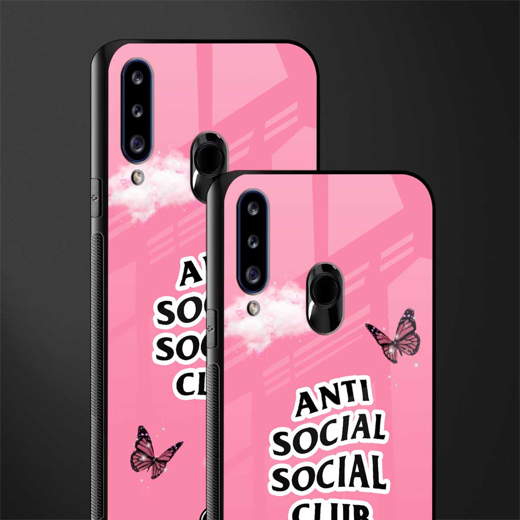 anti social social club pink edition glass case for samsung galaxy a20s image-2