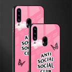anti social social club pink edition glass case for samsung galaxy a20s image-2