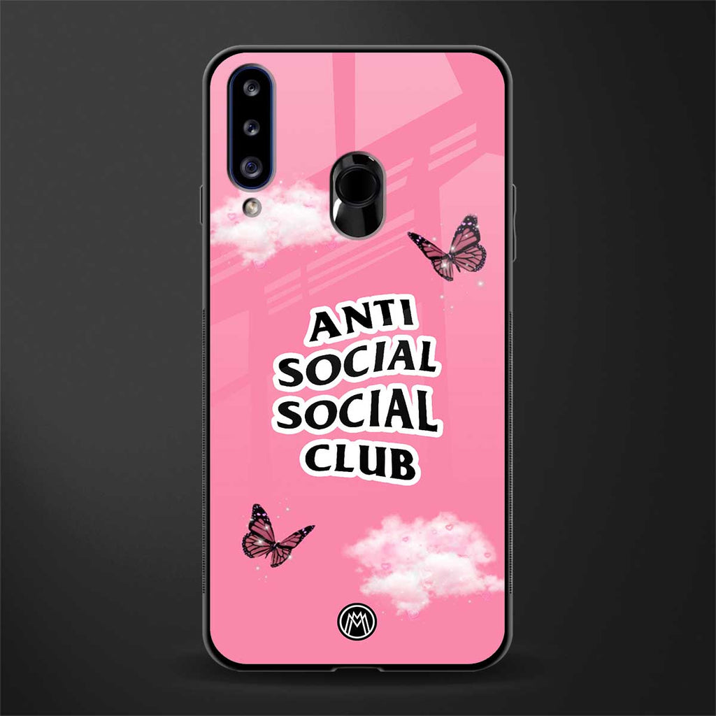 anti social social club pink edition glass case for samsung galaxy a20s image