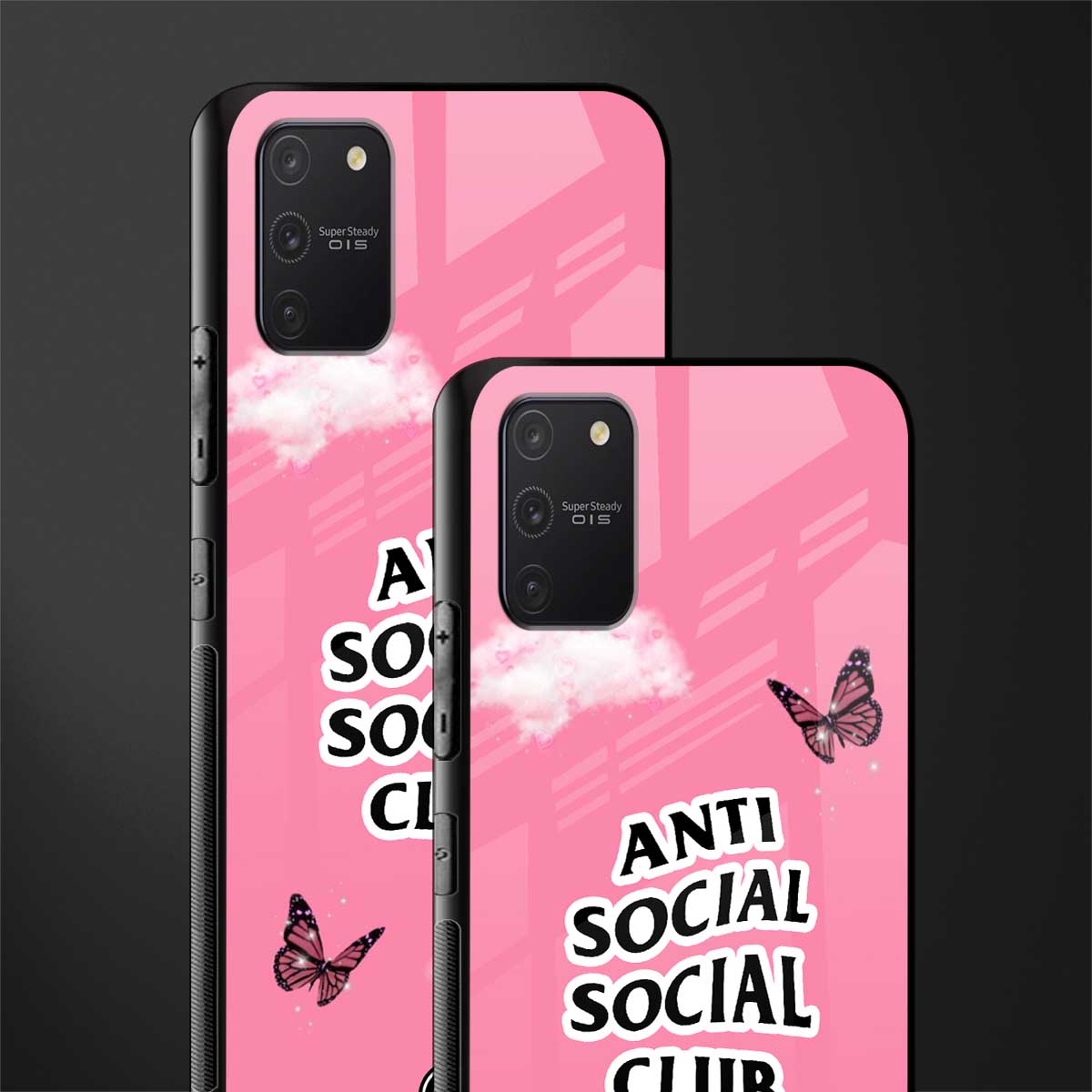 anti social social club pink edition glass case for samsung galaxy a91 image-2