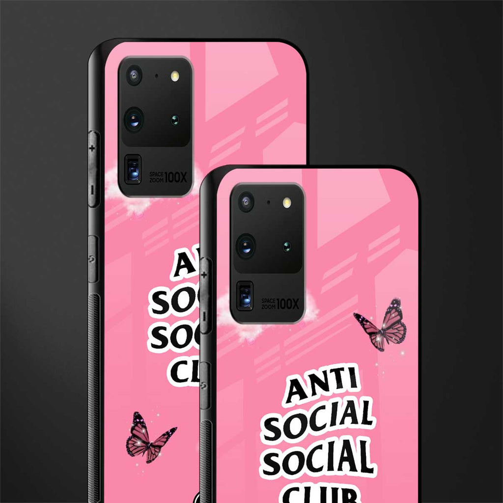 anti social social club pink edition glass case for samsung galaxy s20 ultra image-2
