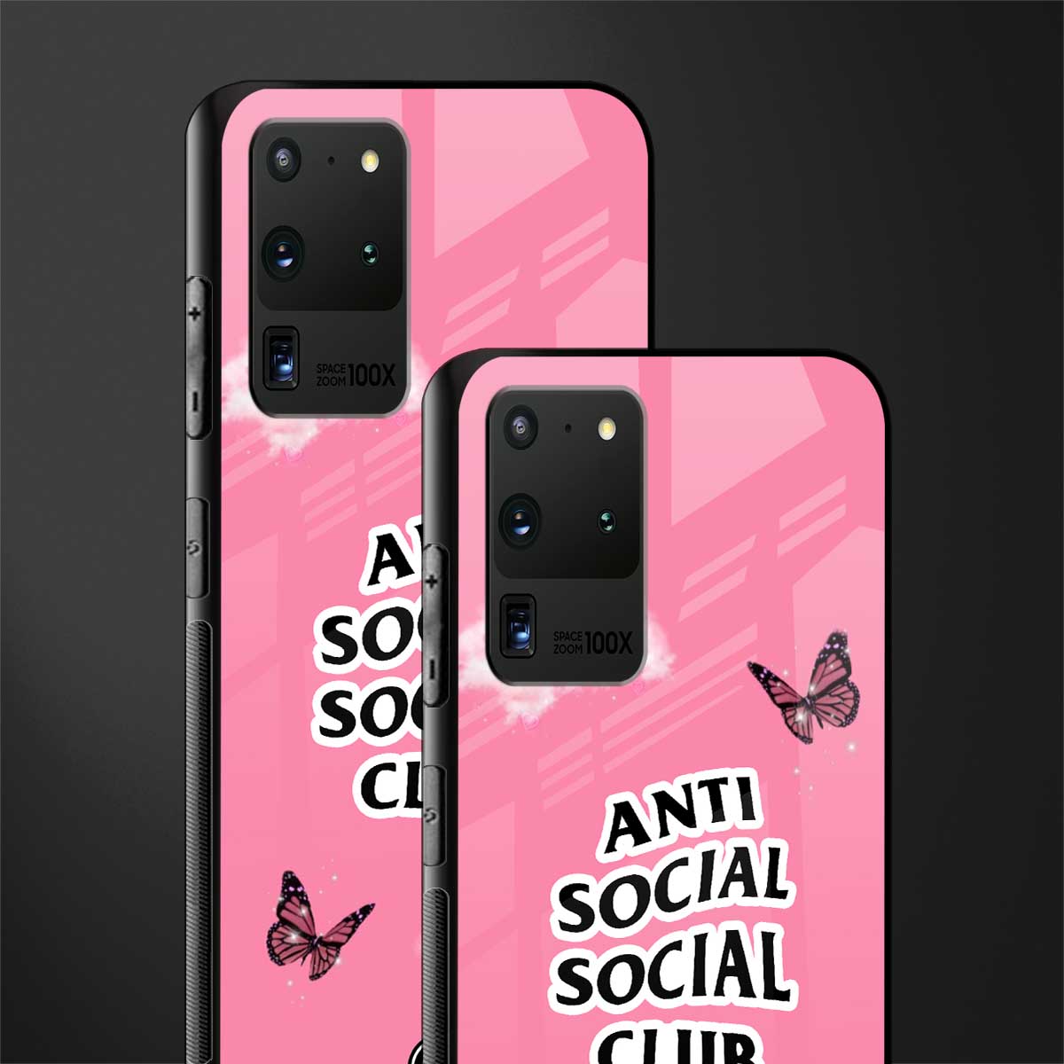 anti social social club pink edition glass case for samsung galaxy s20 ultra image-2