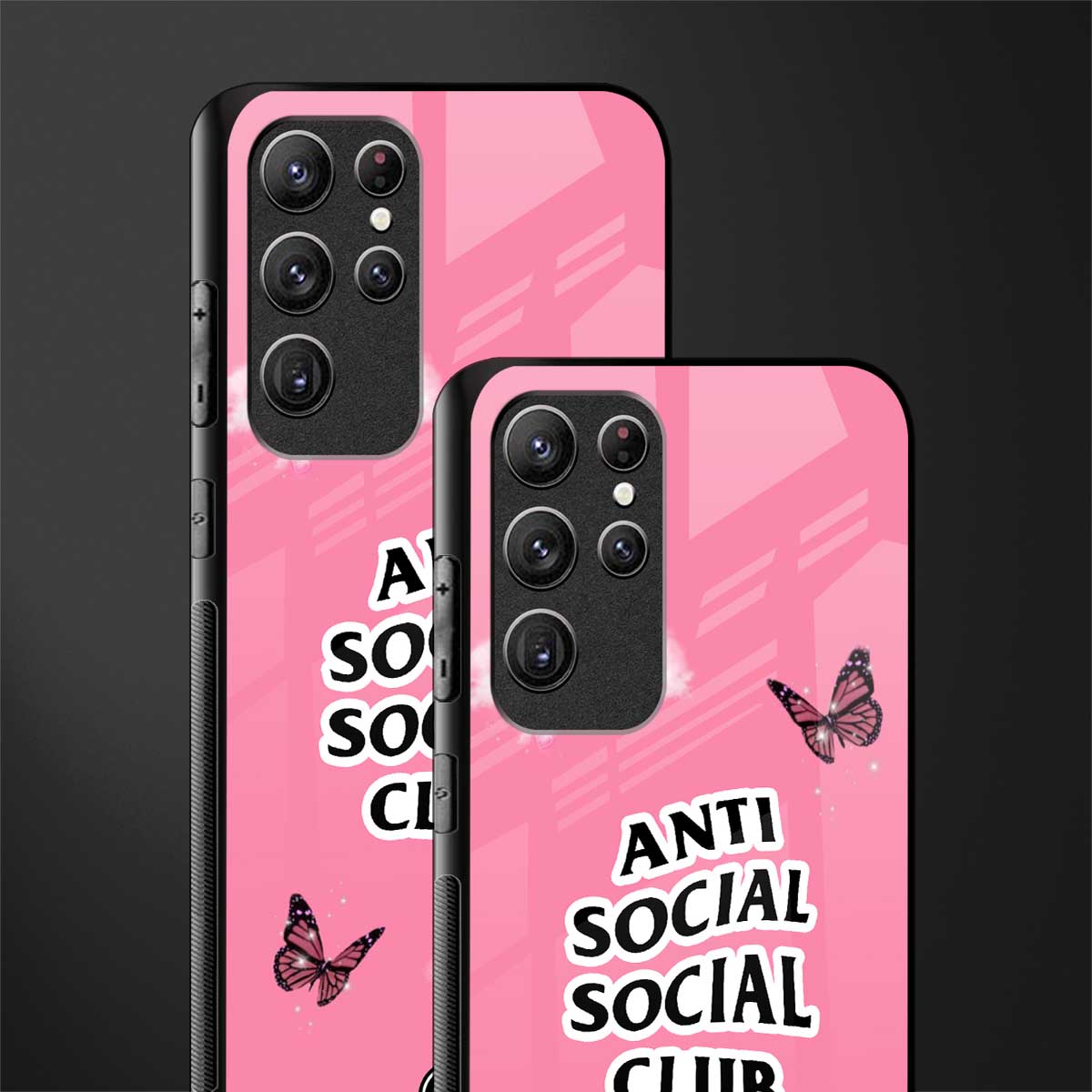 anti social social club pink edition glass case for samsung galaxy s22 ultra 5g image-2