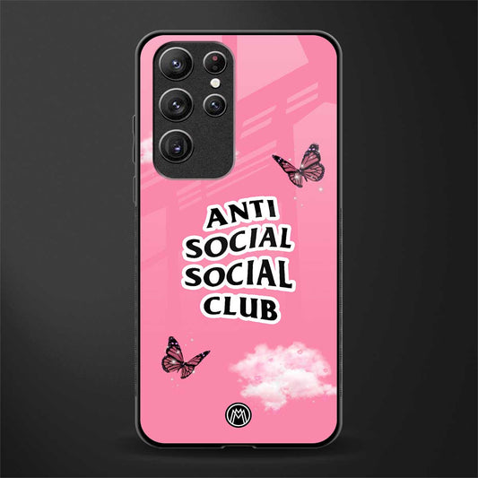 anti social social club pink edition glass case for samsung galaxy s21 ultra image