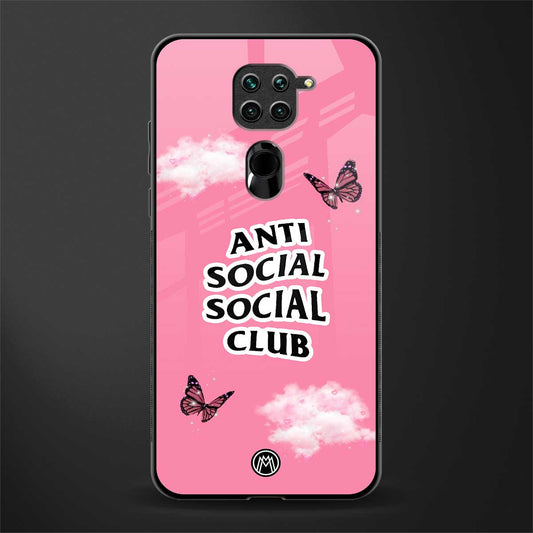 anti social social club pink edition glass case for redmi note 9 image