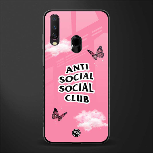 anti social social club pink edition glass case for vivo y15 image