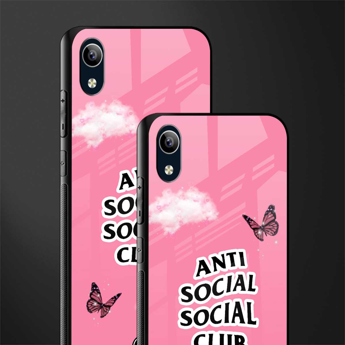 anti social social club pink edition glass case for vivo y91i image-2