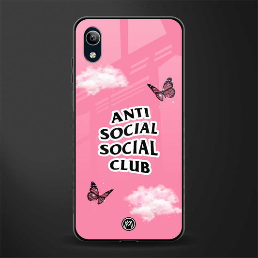 anti social social club pink edition glass case for vivo y90 image