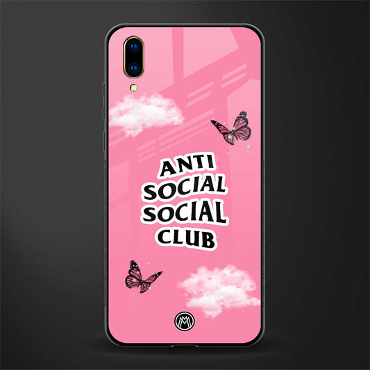 anti social social club pink edition glass case for vivo v11 pro image