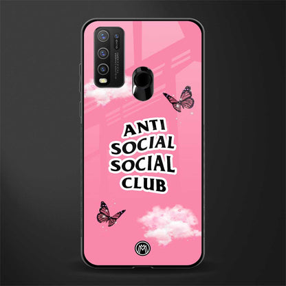 anti social social club pink edition glass case for vivo y50 image