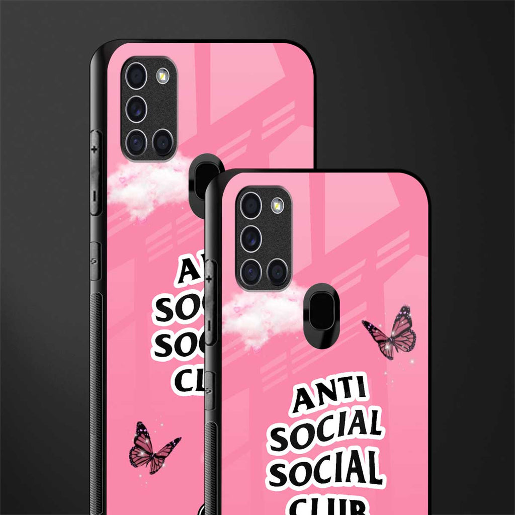 anti social social club pink edition glass case for samsung galaxy a21s image-2