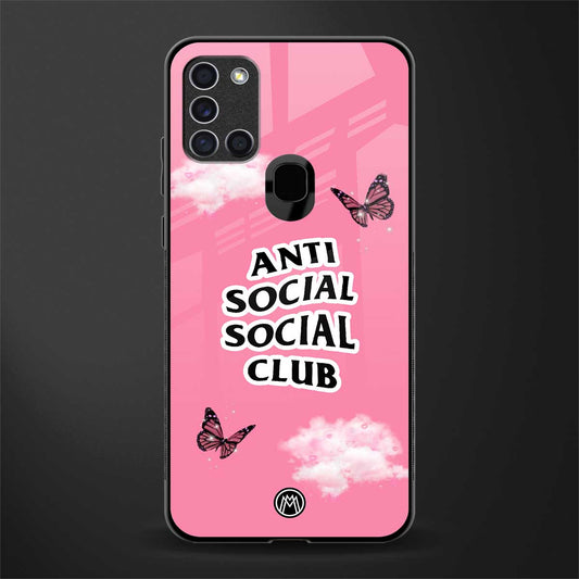 anti social social club pink edition glass case for samsung galaxy a21s image