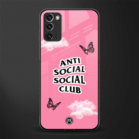 anti social social club pink edition glass case for samsung galaxy note 20 image