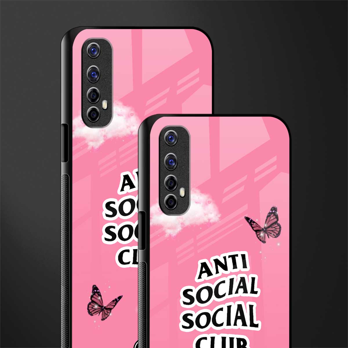 anti social social club pink edition glass case for realme narzo 20 pro image-2