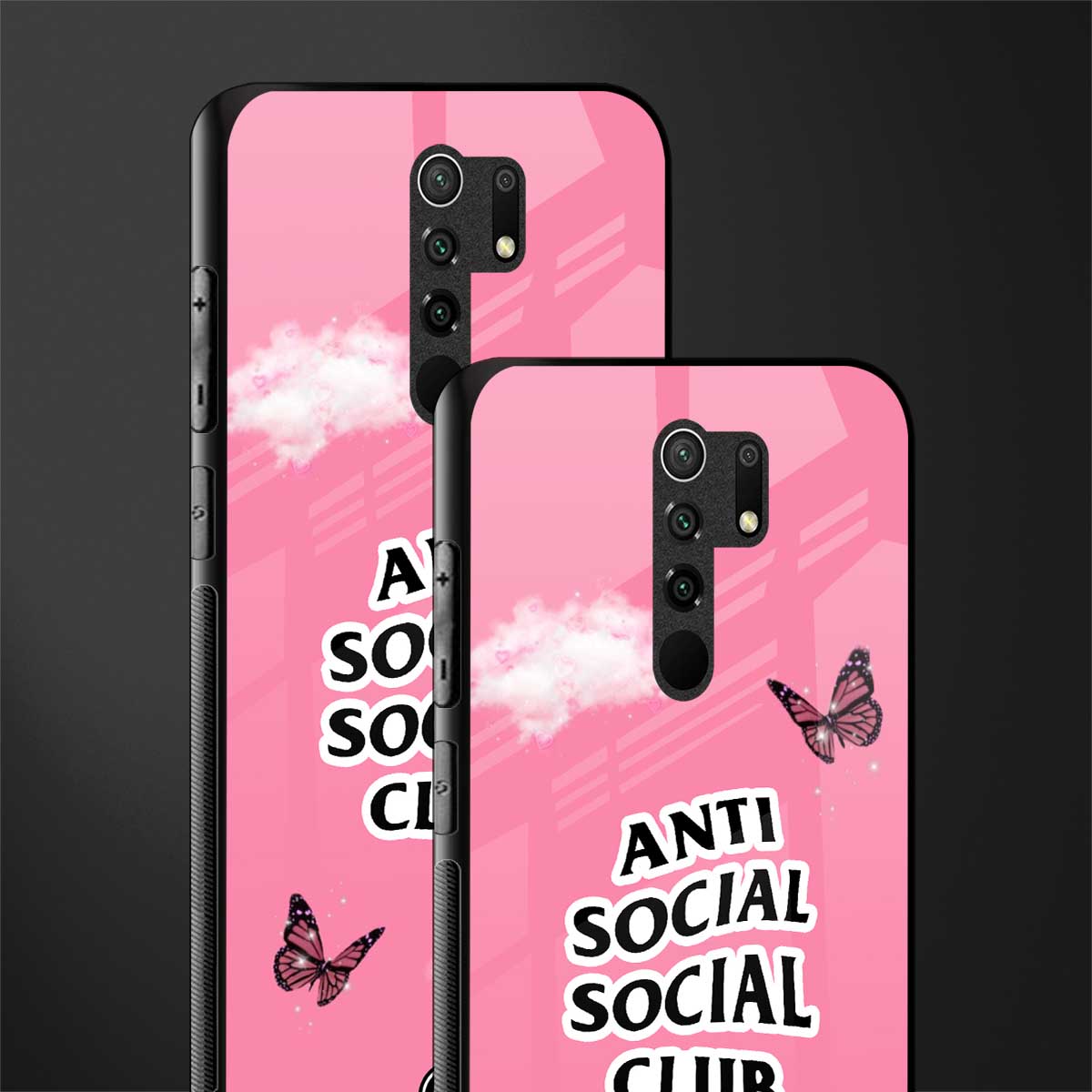 anti social social club pink edition glass case for poco m2 image-2