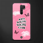 anti social social club pink edition glass case for poco m2 image