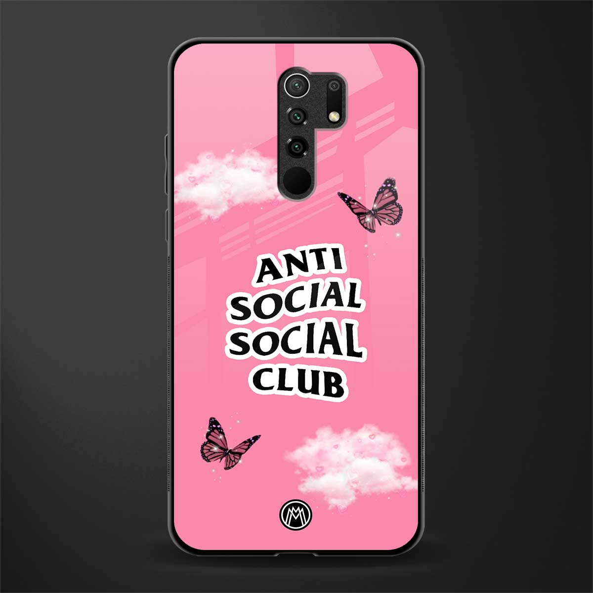 anti social social club pink edition glass case for poco m2 image