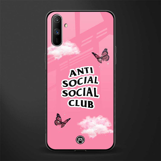 anti social social club pink edition glass case for realme c3 image