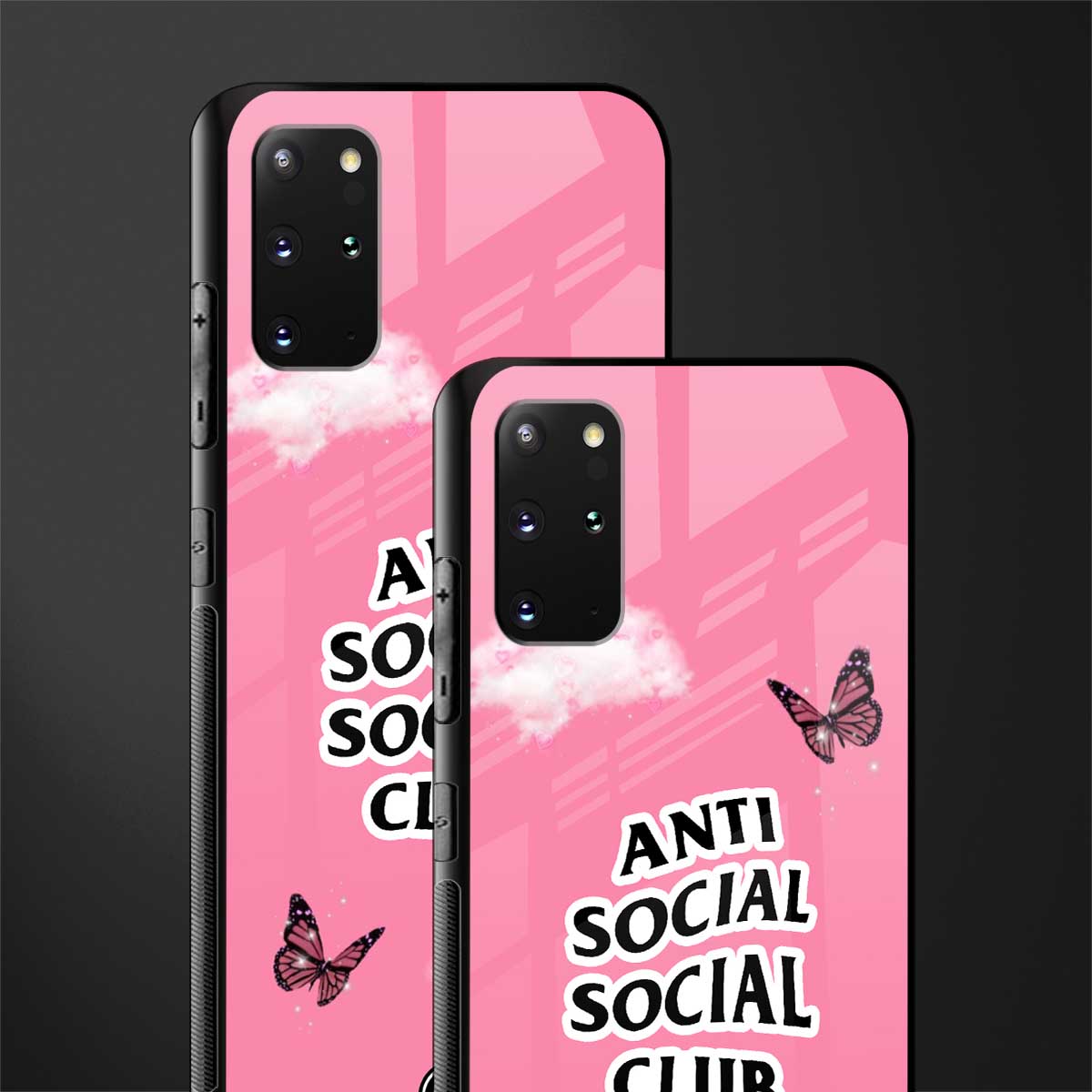 anti social social club pink edition glass case for samsung galaxy s20 plus image-2