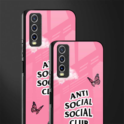 anti social social club pink edition glass case for vivo y20 image-2