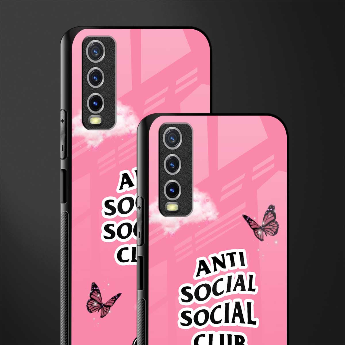anti social social club pink edition glass case for vivo y20i vivo y20t image-2