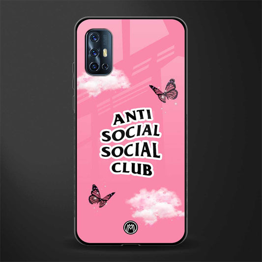 anti social social club pink edition glass case for vivo v17 image