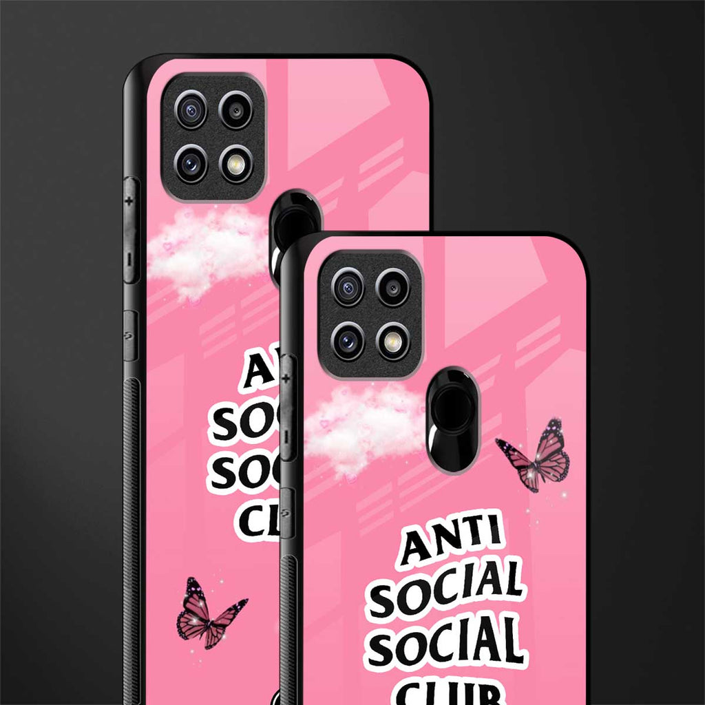 anti social social club pink edition glass case for oppo a15s image-2