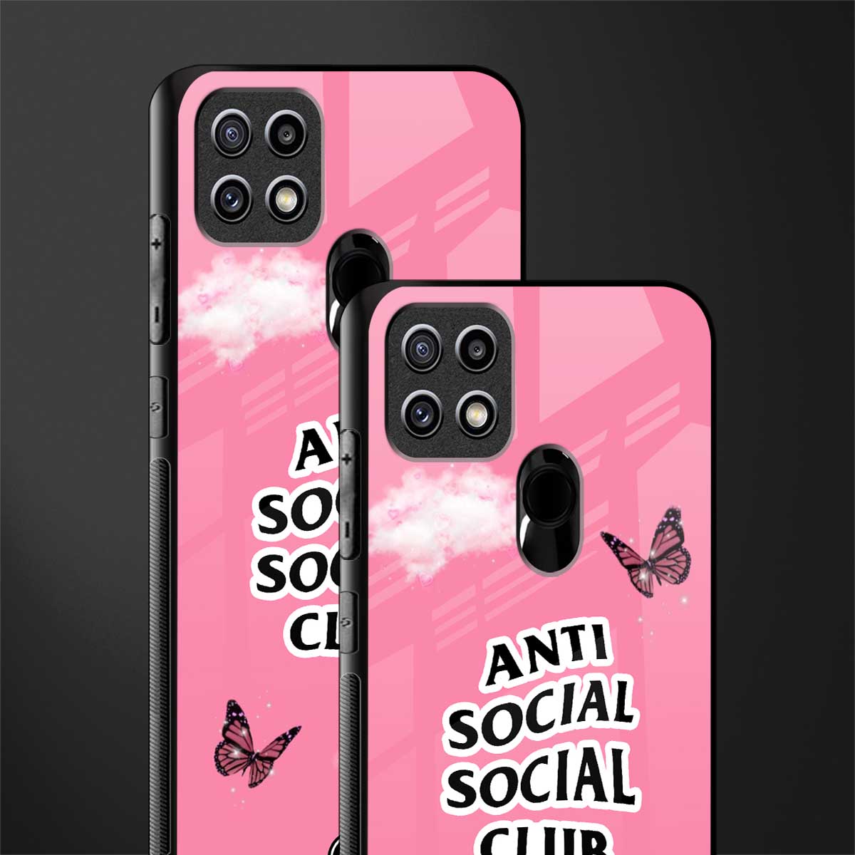 anti social social club pink edition glass case for oppo a15s image-2