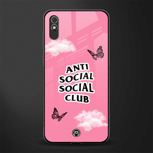 anti social social club pink edition glass case for redmi 9i image