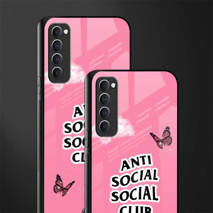 anti social social club pink edition glass case for oppo reno 4 pro image-2