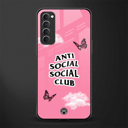 anti social social club pink edition glass case for oppo reno 4 pro image