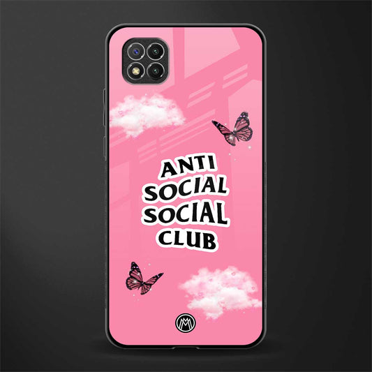 anti social social club pink edition glass case for poco c3 image