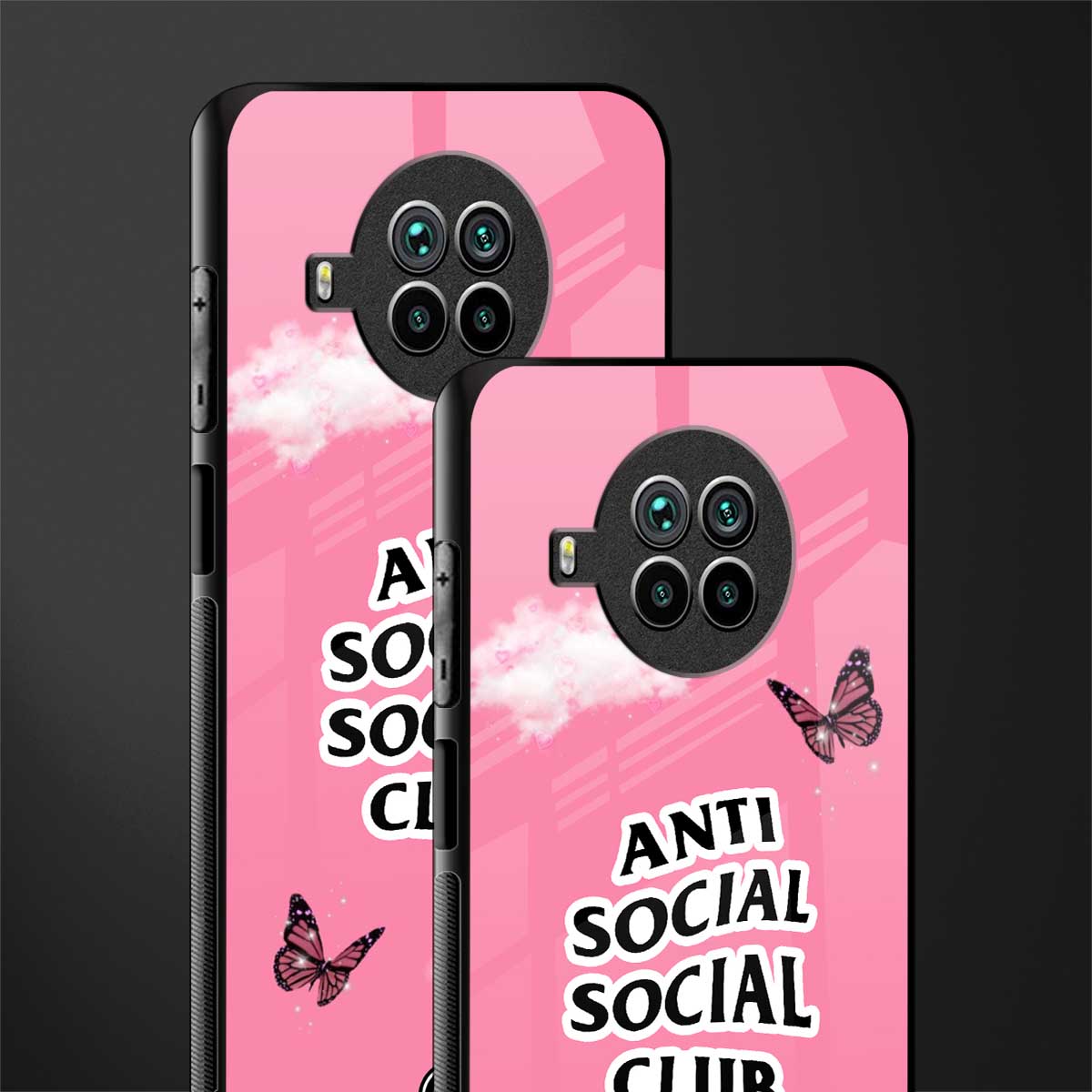 anti social social club pink edition glass case for mi 10i image-2