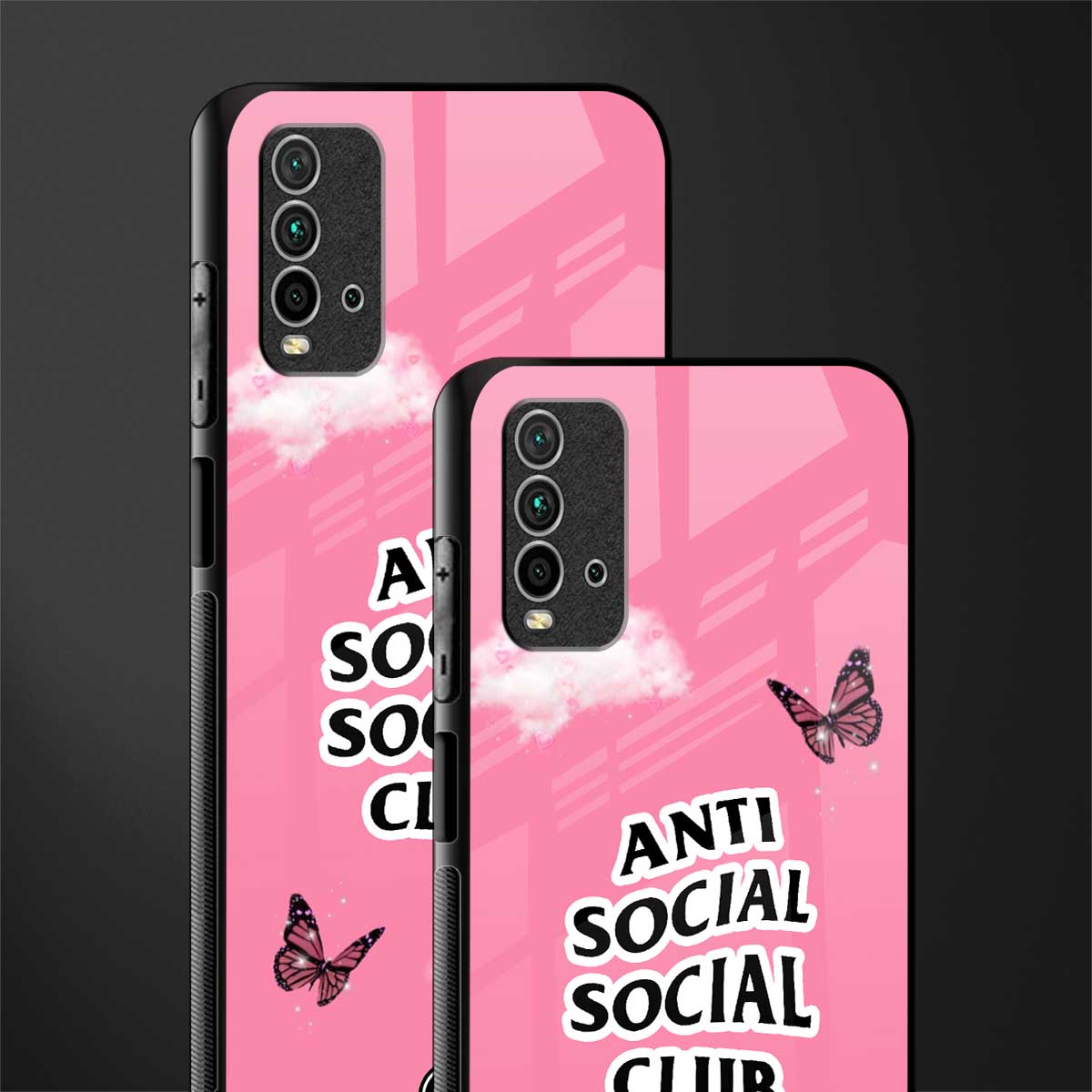 anti social social club pink edition glass case for redmi 9 power image-2