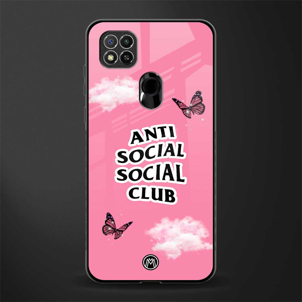 anti social social club pink edition glass case for redmi 9c image