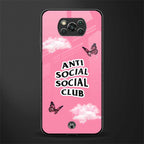anti social social club pink edition glass case for poco x3 image