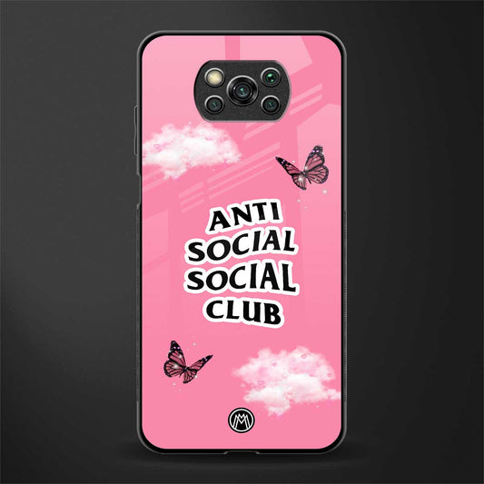 anti social social club pink edition glass case for poco x3 image