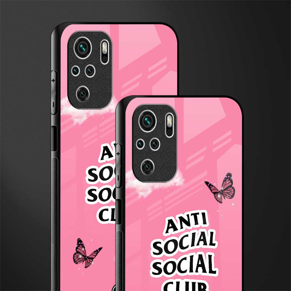 anti social social club pink edition glass case for redmi note 10 image-2
